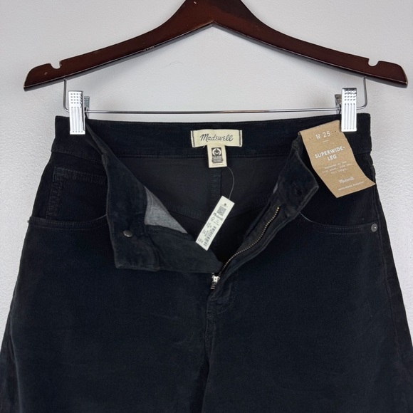 Madewell Superwide Leg High Rise Cotton Blend Pants Corduroy Black Size 25 NWT - Picture 9 of 11